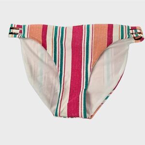 ROXY Printed Beach Classics Bikini Full Bottom Striped Multicolored XSmall